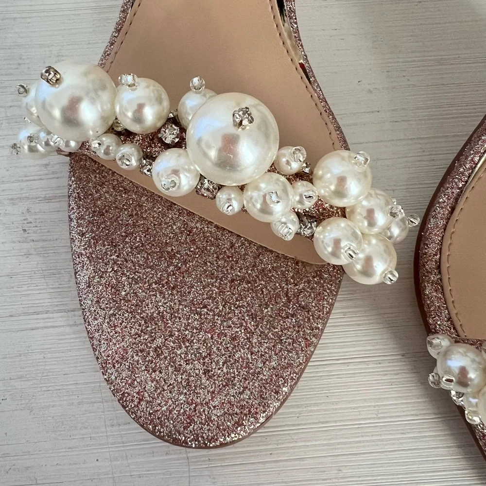 Badgley Mischka Pearl Embellished Heels Sandals - Picture 4 of 6